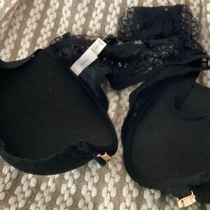 Auden Black Lace Bra with Gold Front Clash